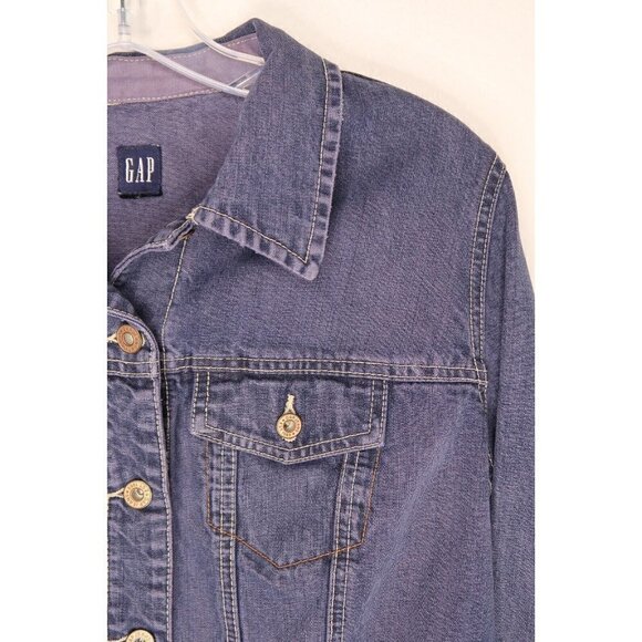 GAP Blue Denim Trucker Jean Jacket Dark Wash Cotton Women's Size XS Extra Small - Picture 3 of 13